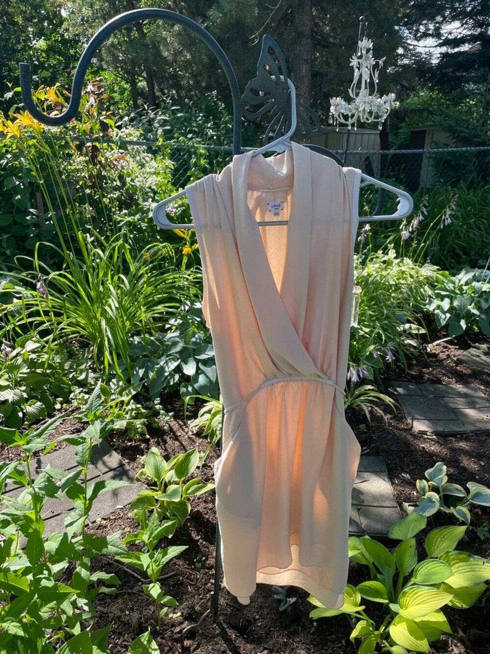 Aritzia Wilfred Sabine Faux Wrap Mini Dress with Pockets Cream Beige Size Small